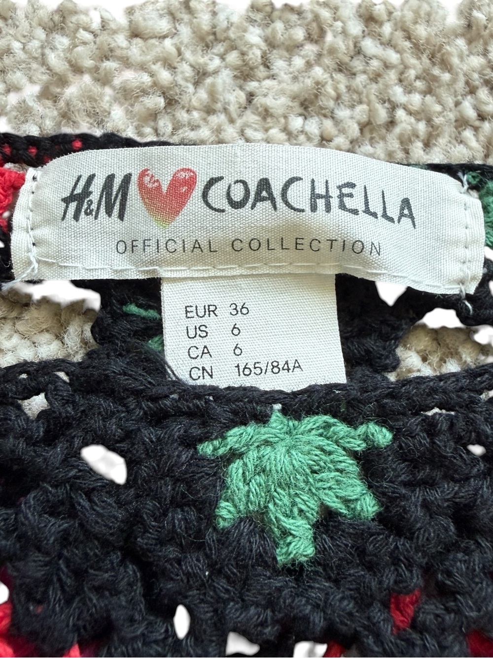 H&M Coachella Crochet Mini Dress Boho Festival Ibiza Granny Square Colorful Sz 6 - Picture 7 of 11